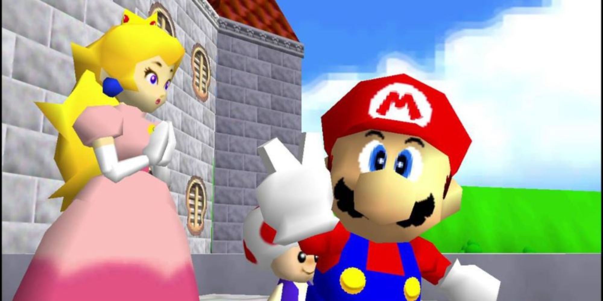 Mario and Princess Peach in Super Mario 64