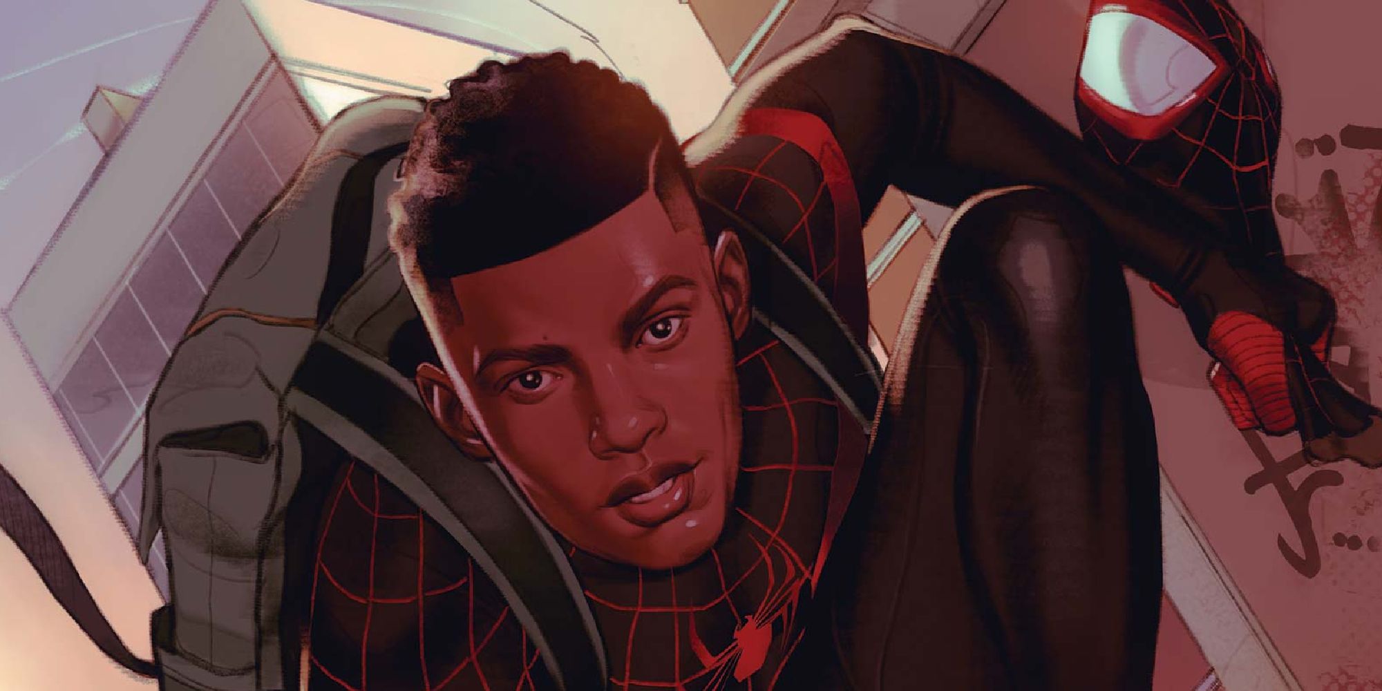 Miles Morales unmasked in a Marvel Comics cover