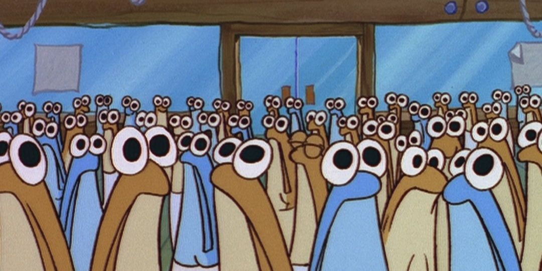 Anchovies packing the Krusty Krab. Image source: Twitter.com
