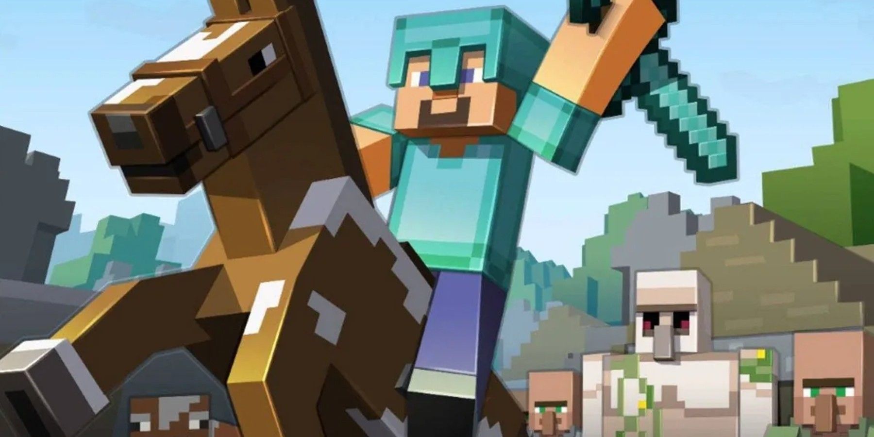 Minecraft Legends Стив на лошади