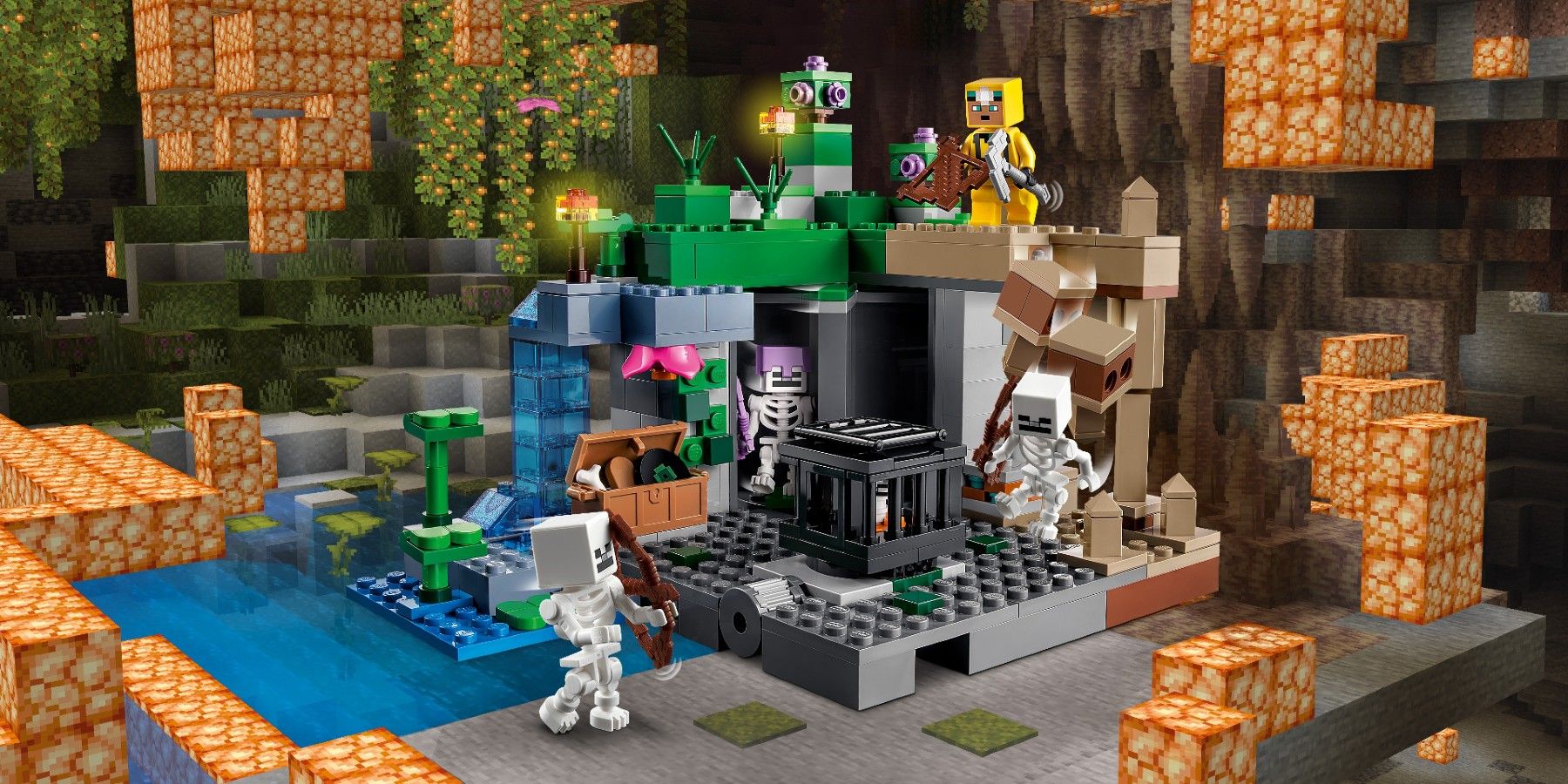 Minecraft Lego The Skeleton Dungeon inside cave rendering