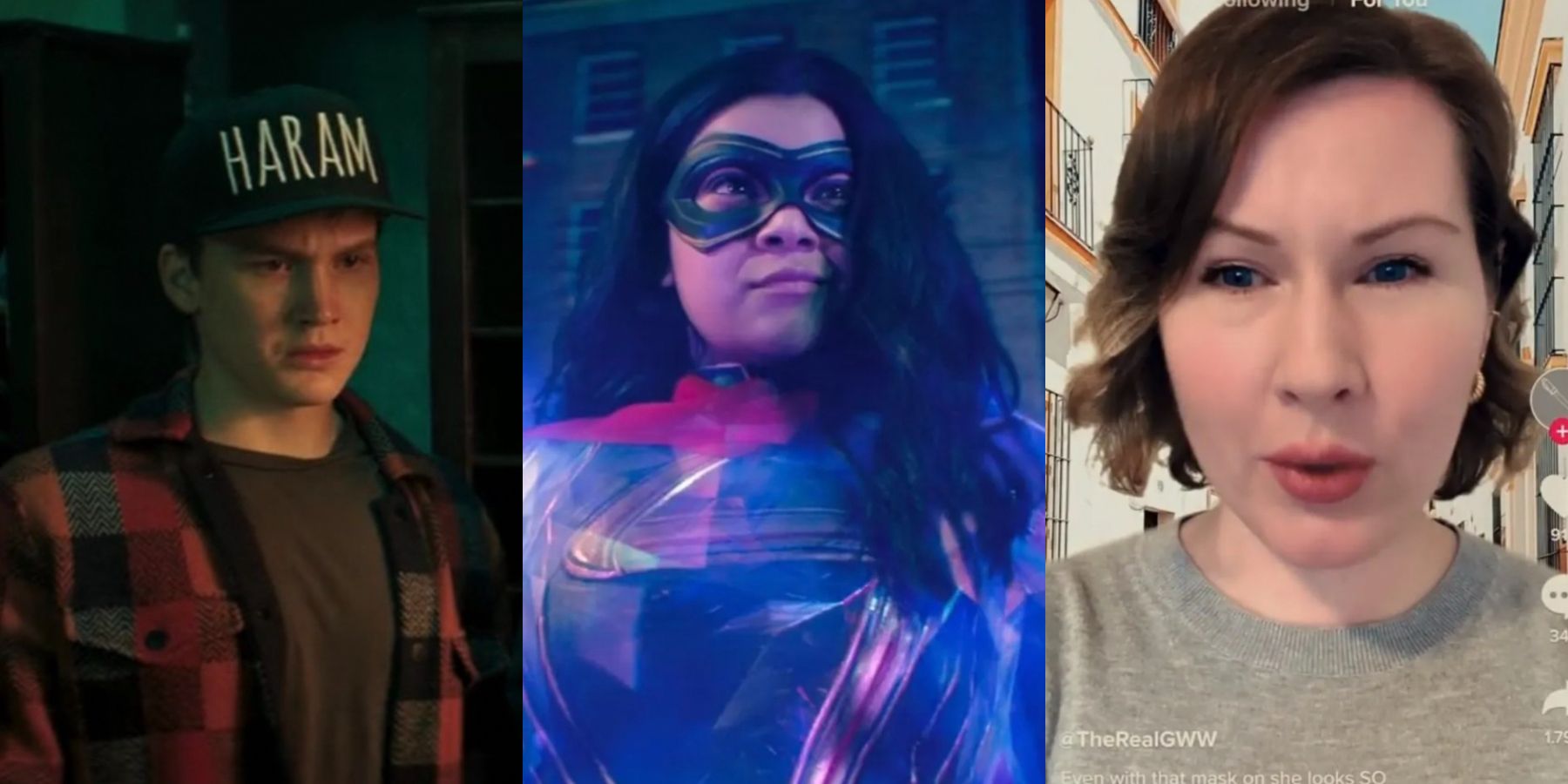 A split image features Bruno, Kamala, and G. Willow Wilson in Ms. Marvel Episode 6