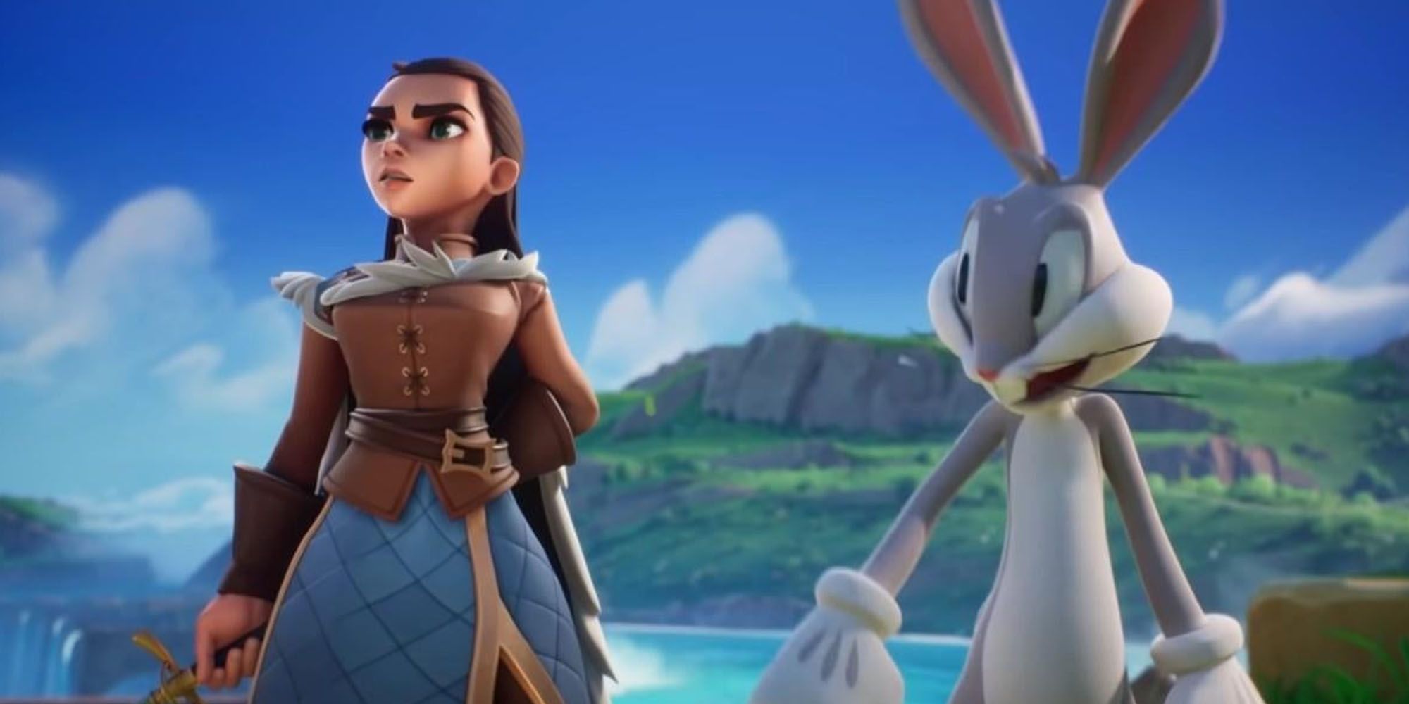 Multiversus - Bugs Bunny Eyeing Arya Stark Suspiciously