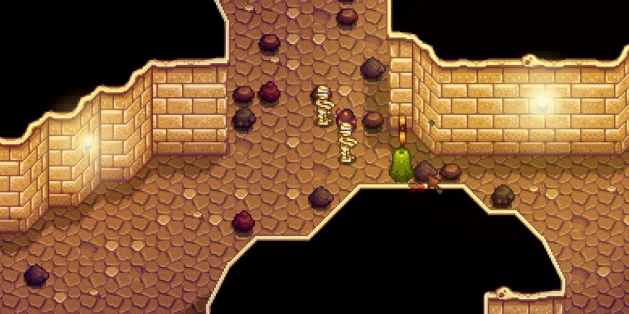 Several Mummys approaching the Player in Skull Cavern