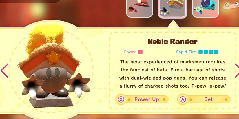 Noble Ranger upgrade for the Ranger ability in Kirby and the Forgotten Land