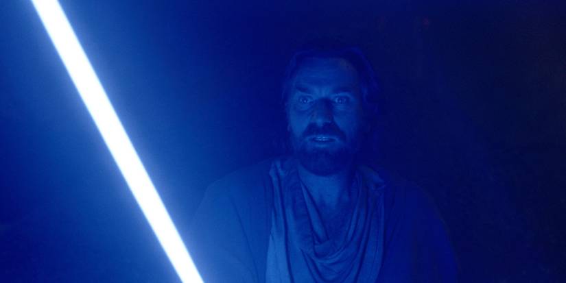 Obi-Wan holding his lightsaber in Obi-Wan Kenobi