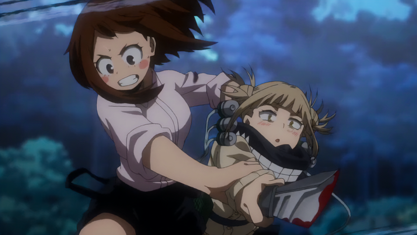 Ochaco using gun style martial arts on Toga