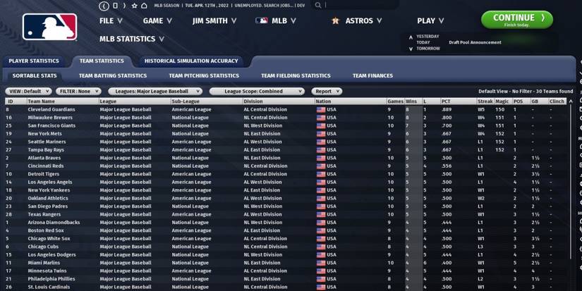 OoTP 23 - MLB Statistics in game