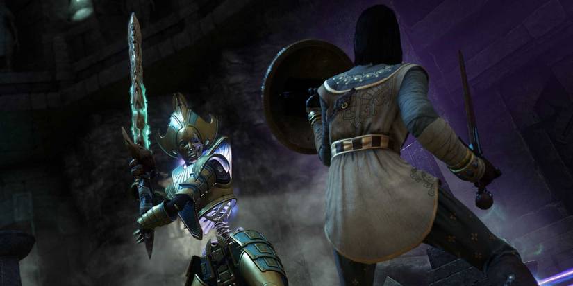 Players about to strike at each other in the New World PVP Arena