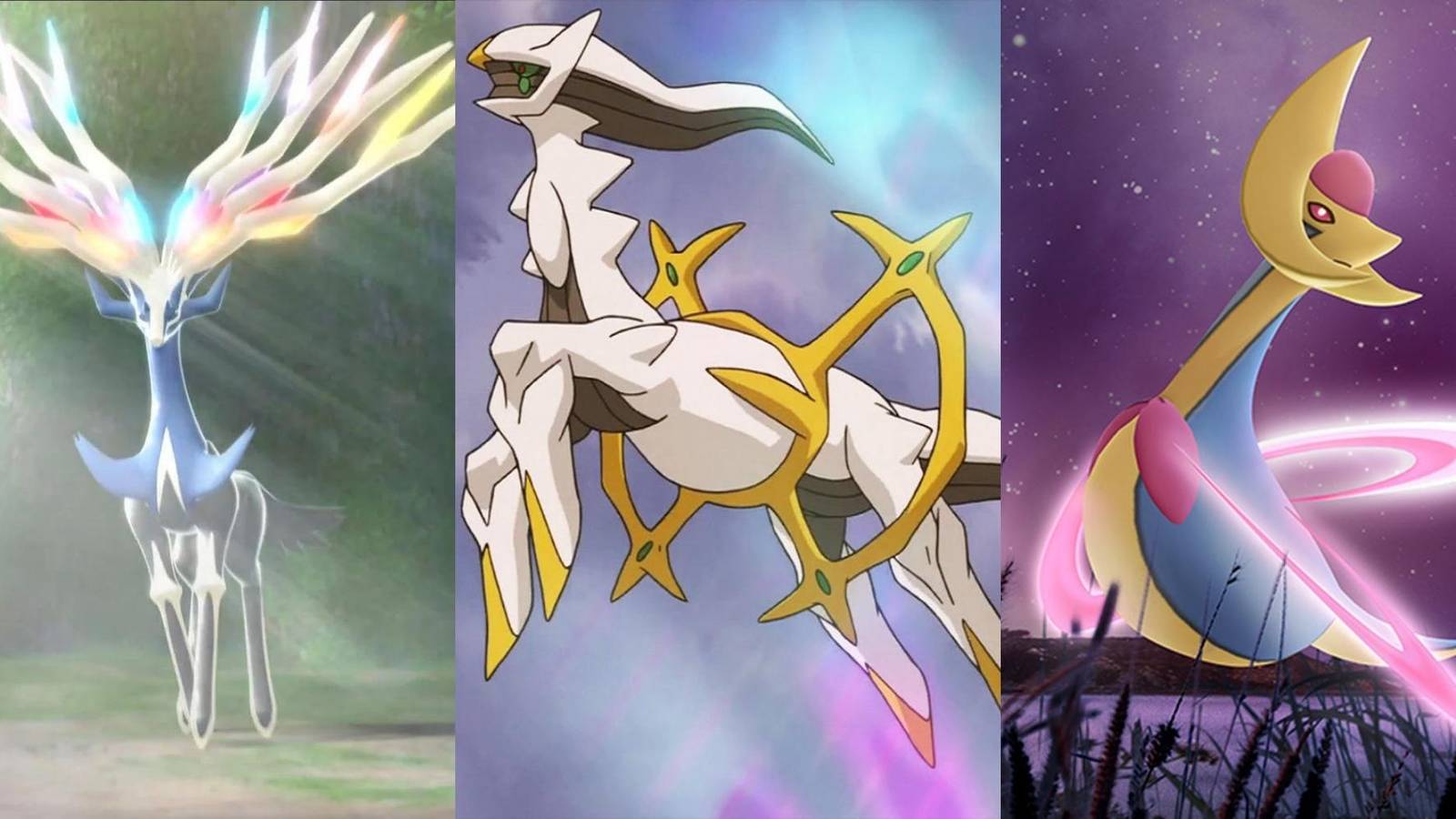 Xerneas, Arceus, and Lunala in Pokemon