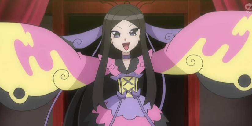Valerie raising her arms in the Pokemon anime