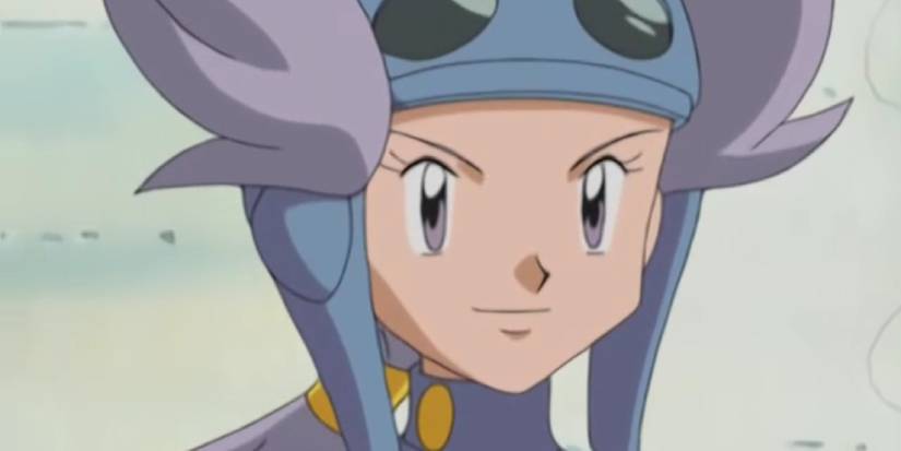 A close-up of Winona in the Pokemon anime