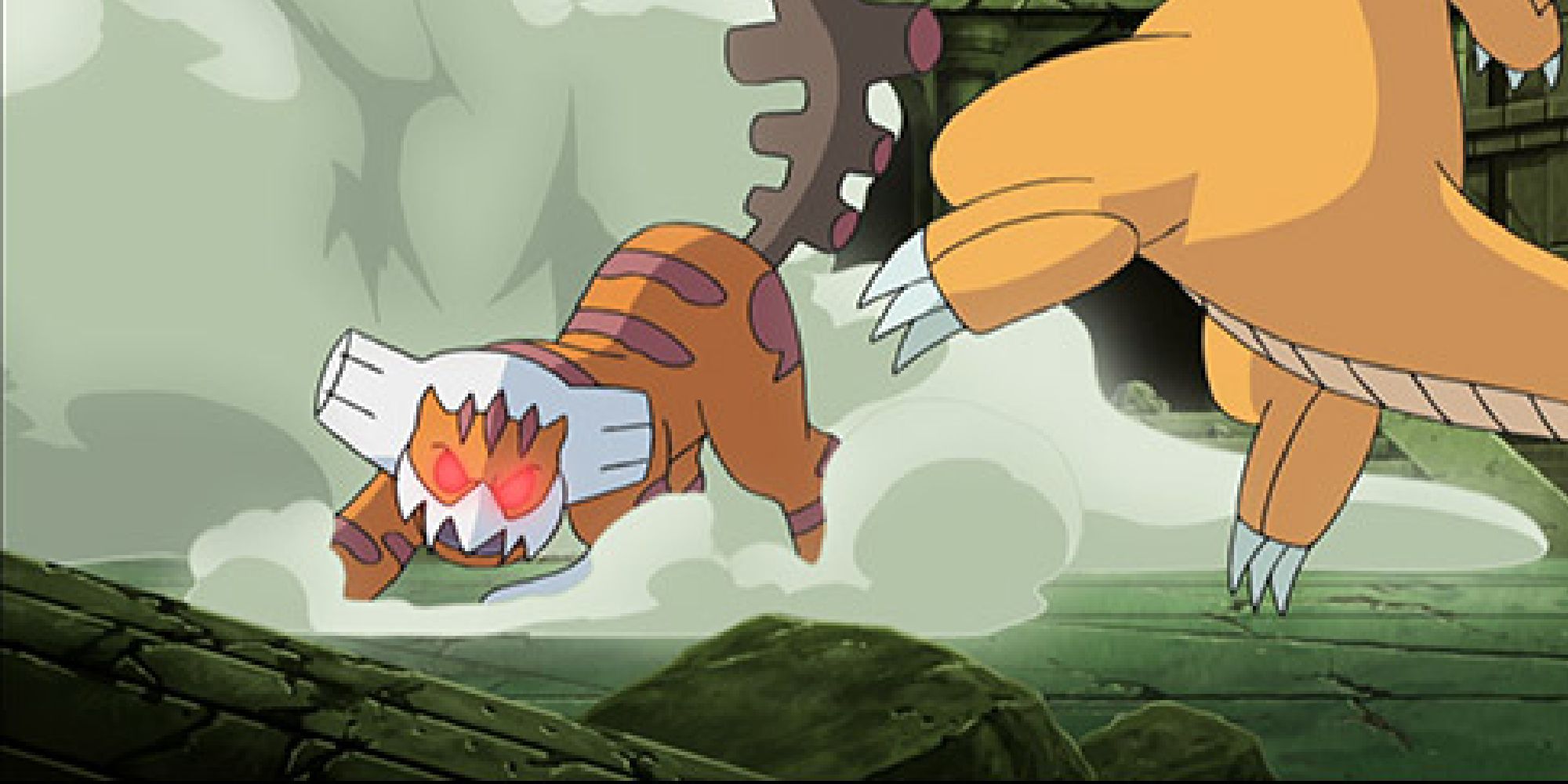 Landorus-Therian fighting a Dragonite in the anime
