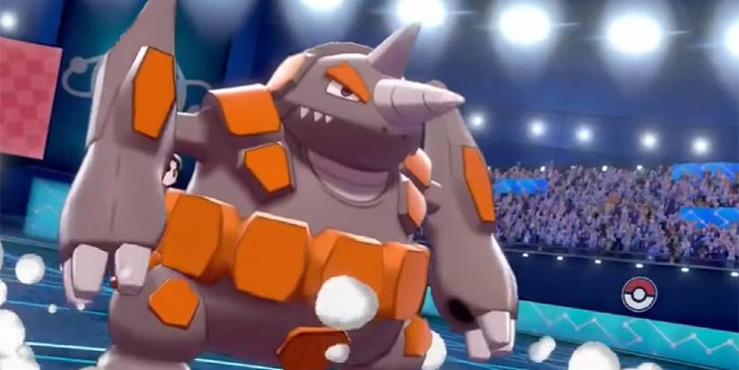 A Rhyperior in an online battle in Sword & Shield