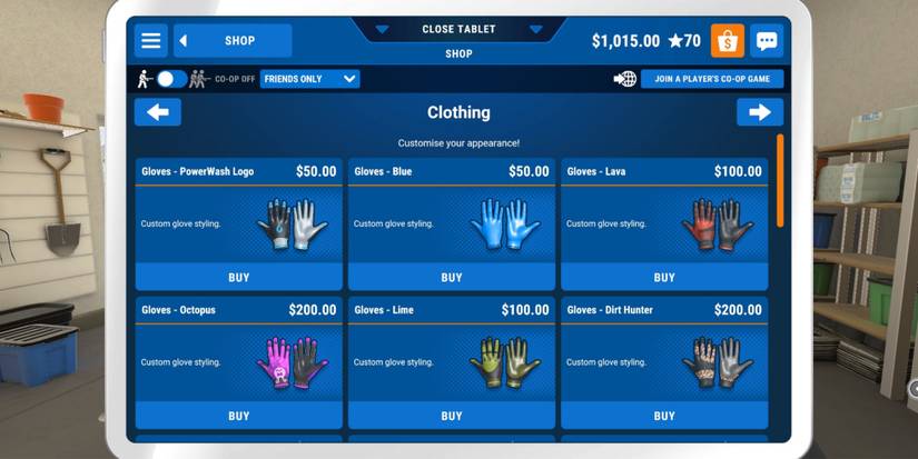 PowerWash Simulator Looking At Gloves In The Shop