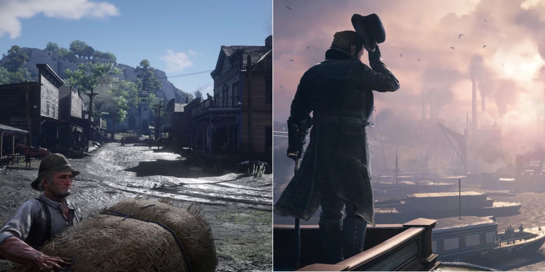 RDR 2 town of Valentine - Assassins Creed Syndicate Jacab looking over London