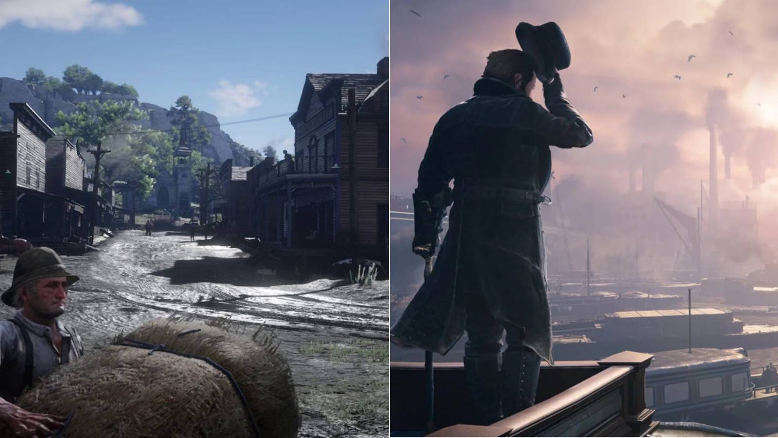 RDR 2 town of Valentine - Assassins Creed Syndicate Jacab looking over London