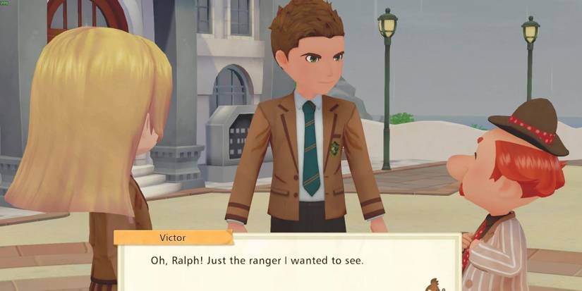 Ralph  being spoken to by Victor asking that he wanted to see him in Story of Seasons: Pioneers of Olive Town