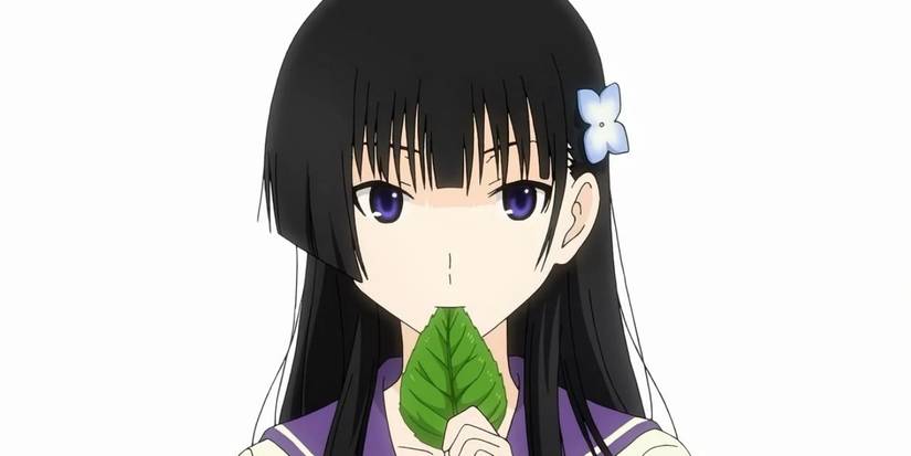 Rea Sanka eating a leaf