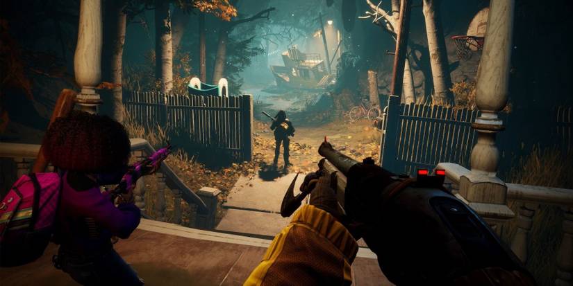 Layla and two other Redfall characters investigating a rural area