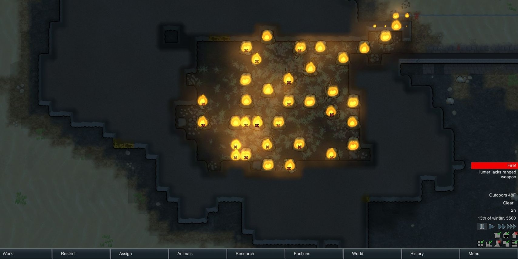 Getting rid of an infestation using a Molotov cocktail in RimWorld