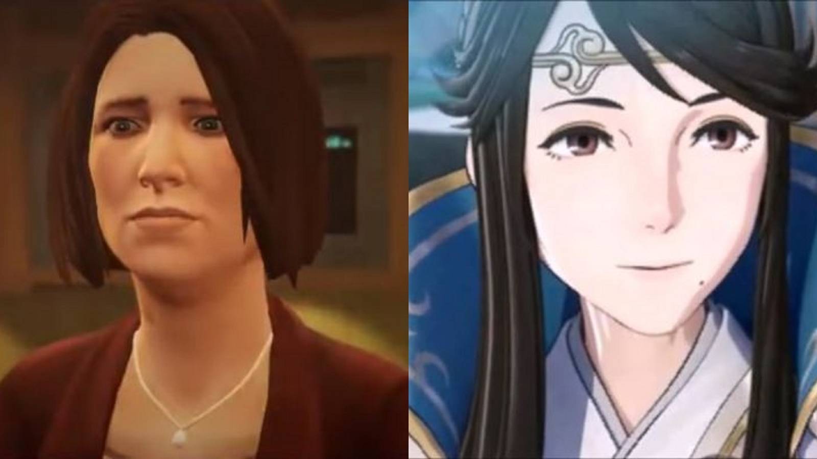 Split image of Rose Amber from Life is Strange: Before the Storm and Mikoto from Fire Emblem Fates