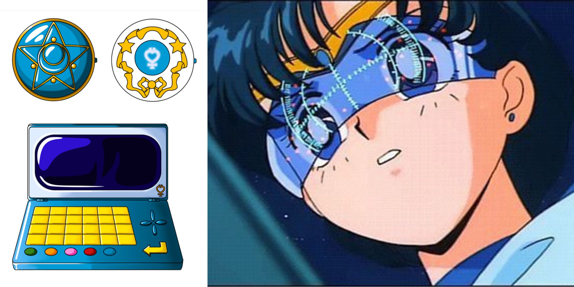 Sailor Moon Mercury Goggles split image