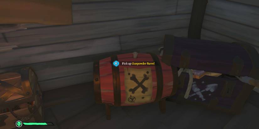 Gunpowder barrel stored in the ship lower deck in Sea of Thieves