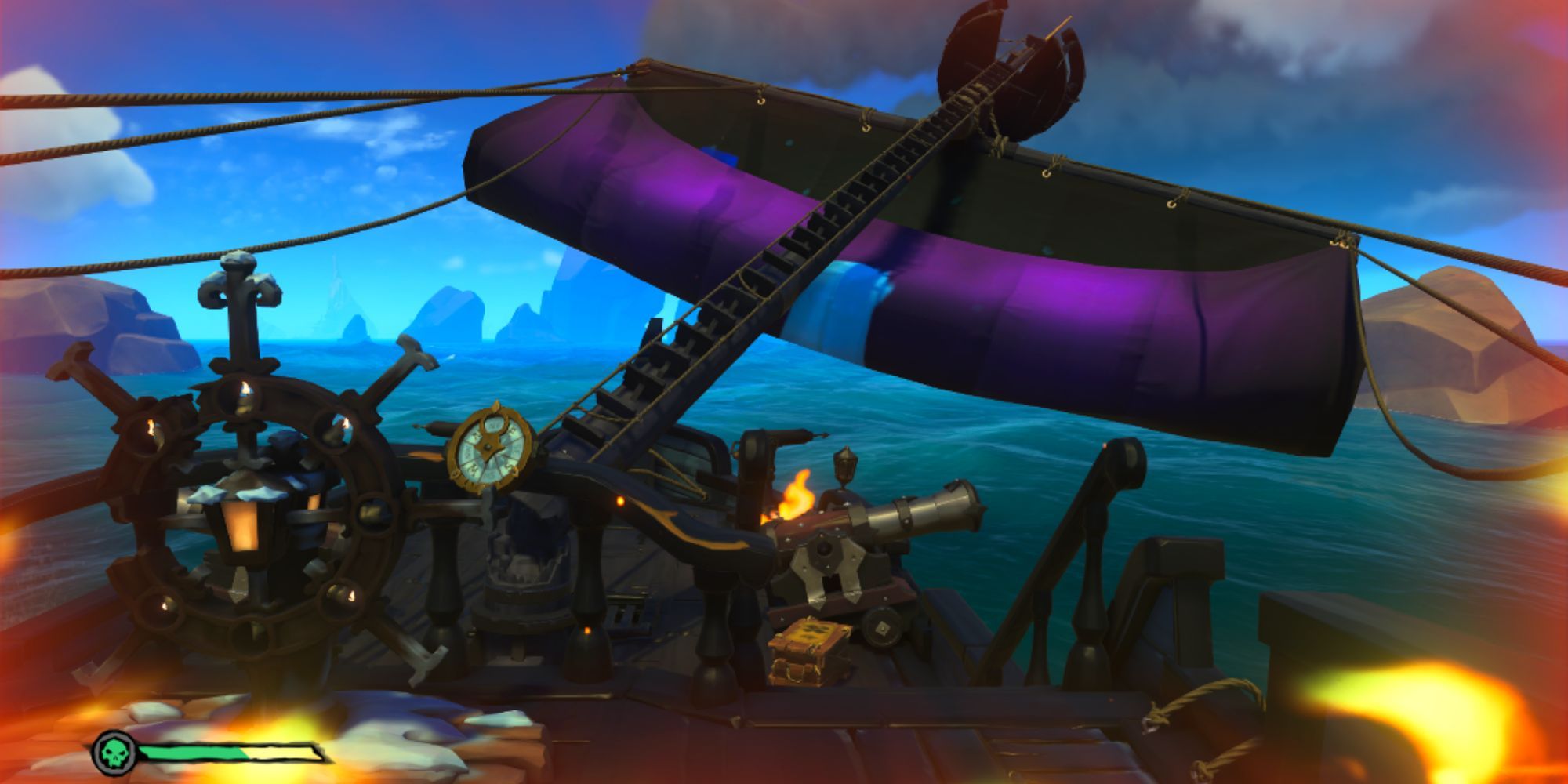 The ship's mast destroyed in Sea of Thieves