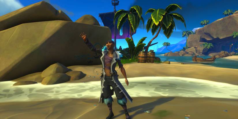 Performing the wave emote in Sea of Thieves