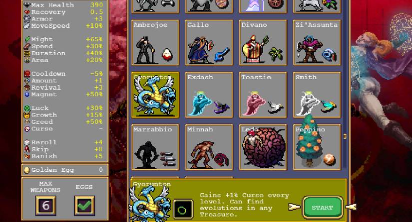 Selecting Gyorunton_Unlocking Gyorunton in Vampire Survivors