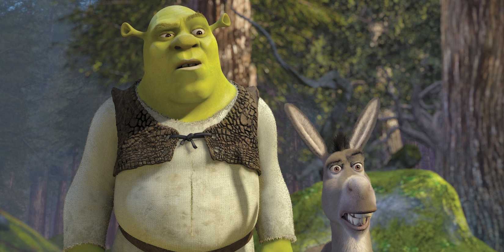 Shrek and Donkey in the woods in Shrek 2