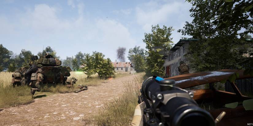 Player using the Sniper Rifle in Squad