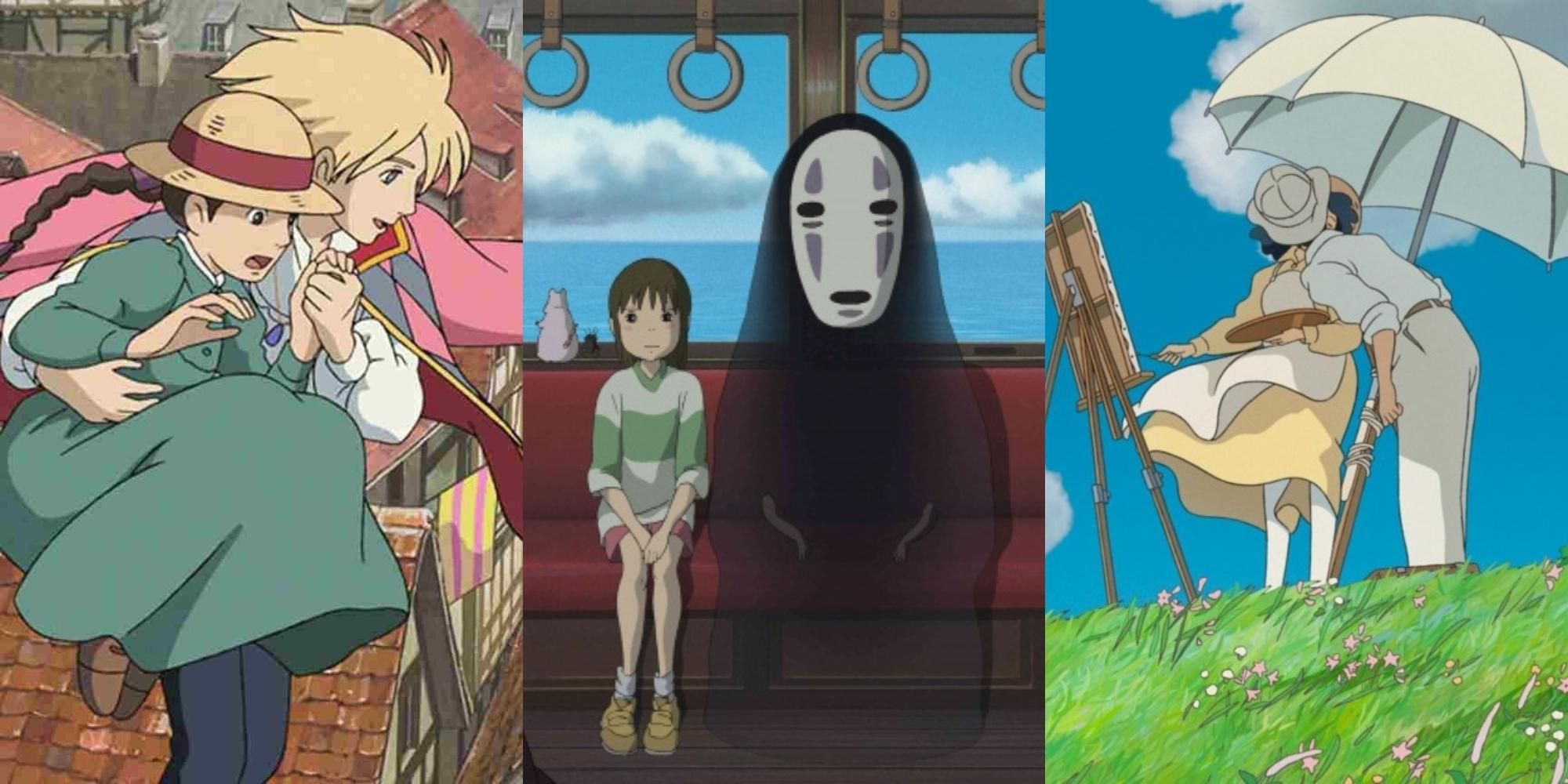 Sophie e Howl em Howl's Moving Castle, Chirio e No Face em Spirited Away, Nahoko e Jiro em The Wind Rises 