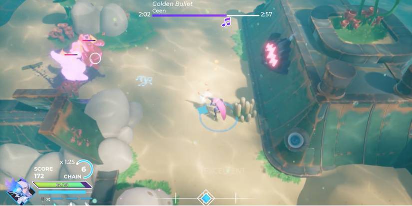 Soundfall - Spread shots are more effective - Player strikes 2 enemies with a single hit