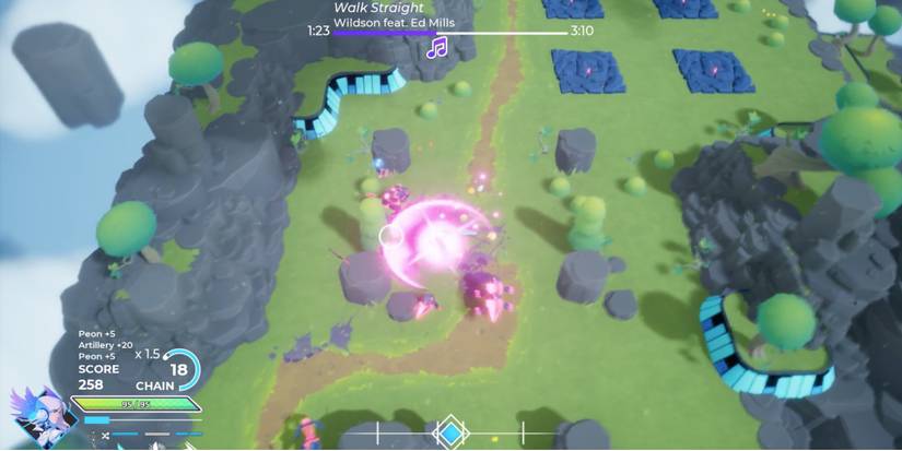 Soundfall - Use ultimate ability to deflect enemies - Player destroys creatures with a sweeping Ultimate attack