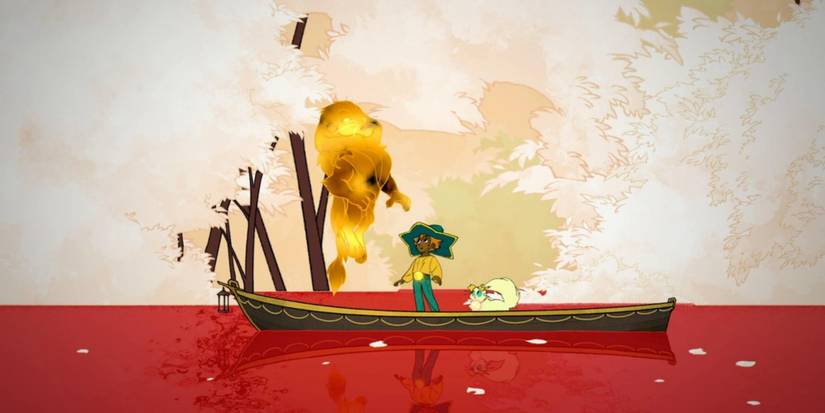 Stella talking to a spirit in Spiritfarer