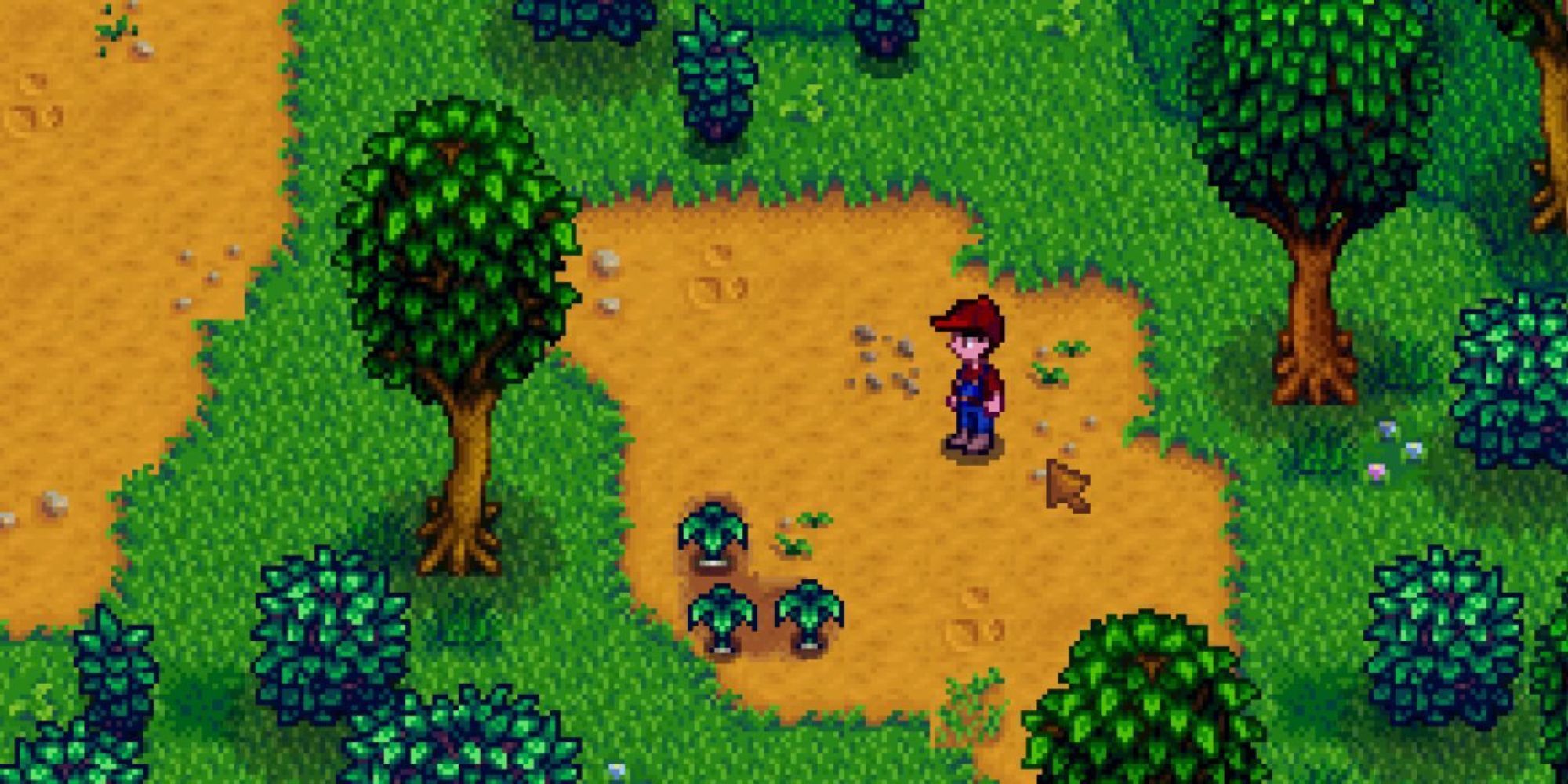 Foraging for spring onions in Stardew Valley