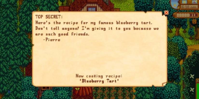 Stardew Valley Pierre Gifting Blueberry Tart Recipe