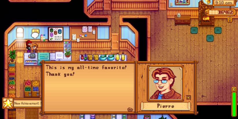 Stardew Valley Pierre Happy To Receive A Gift