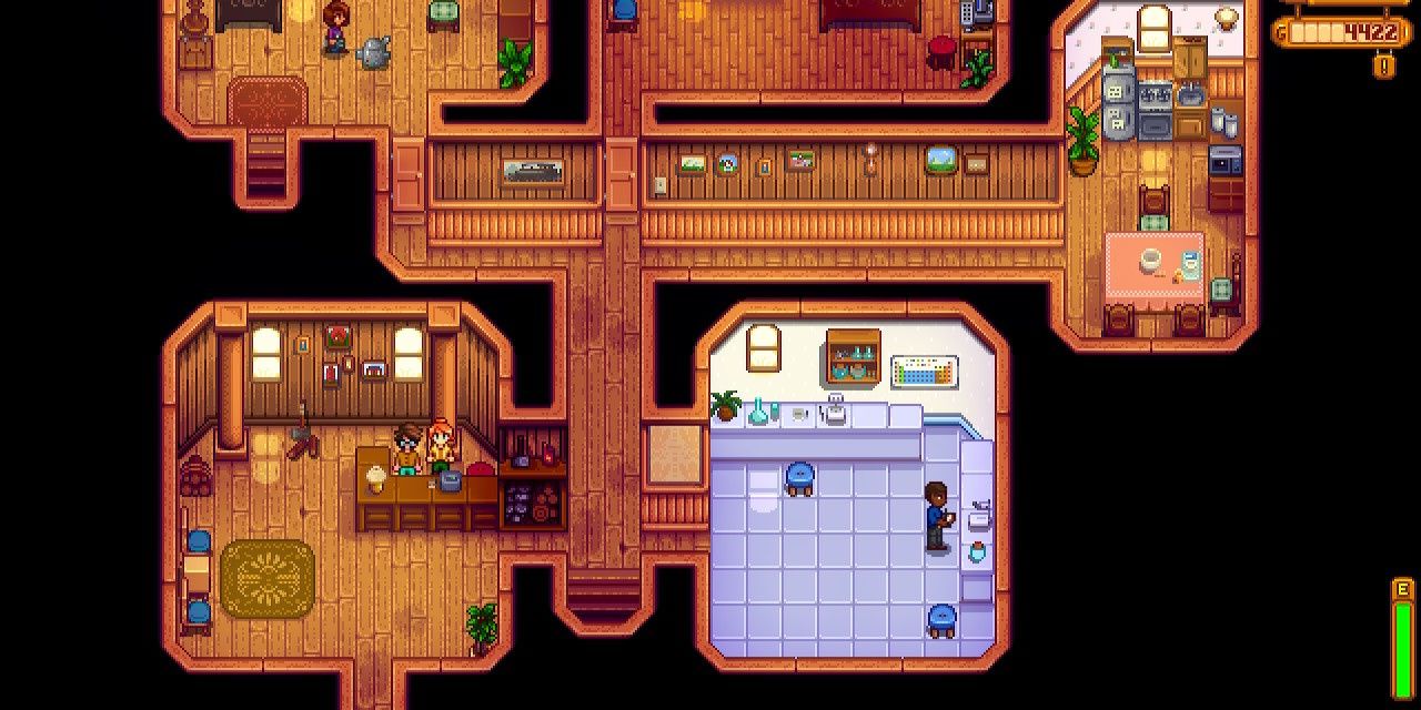 Игрок стоит рядом с Робин, пока ее муж на кухне, а дочь в своей комнате в долине Стардью.