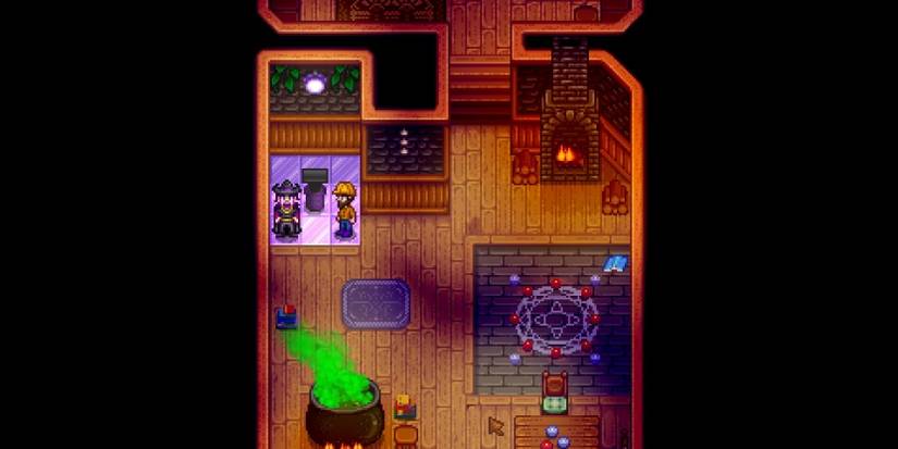 The player hanging with The Wizard in Stardew Valley