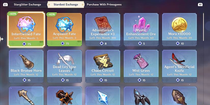 Stardust Exchange in genshin impact