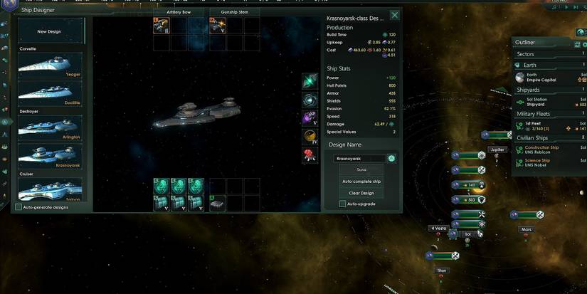 Stellaris Early Artillery Destroyer Ship Design