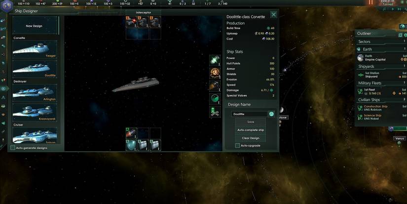 Stellaris Early-Game Corvette Ship Design