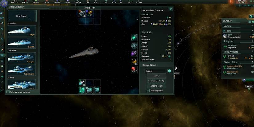 Stellaris Torpedo Corvette Ship Design