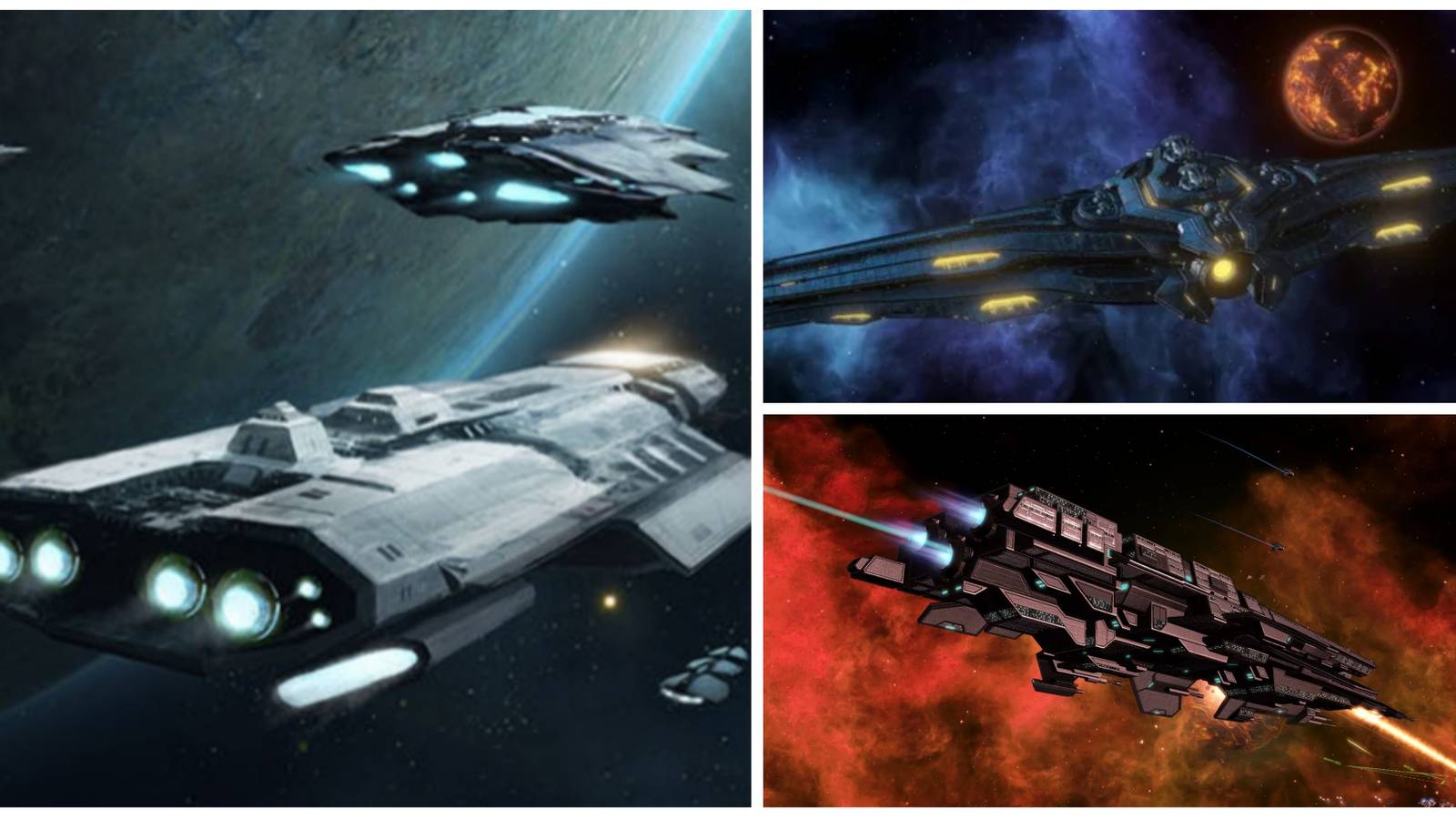 collage of different ships in Stellaris