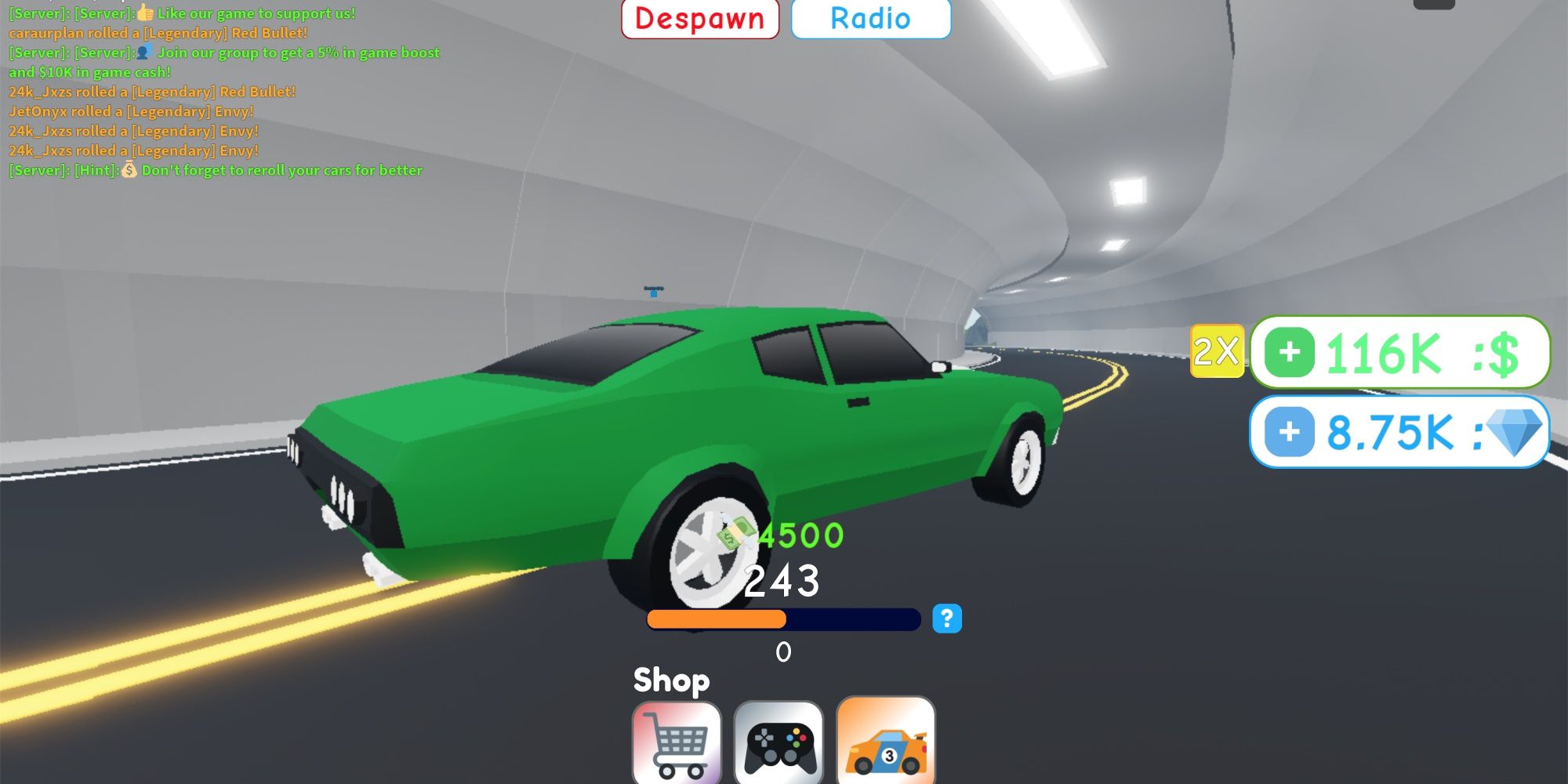 A car from Super Car Tycoon on Roblox