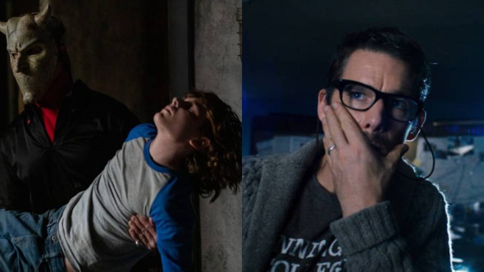 Split image of The Grabber and Finney in The Black Phone and Ellison Oswalt in Sinister