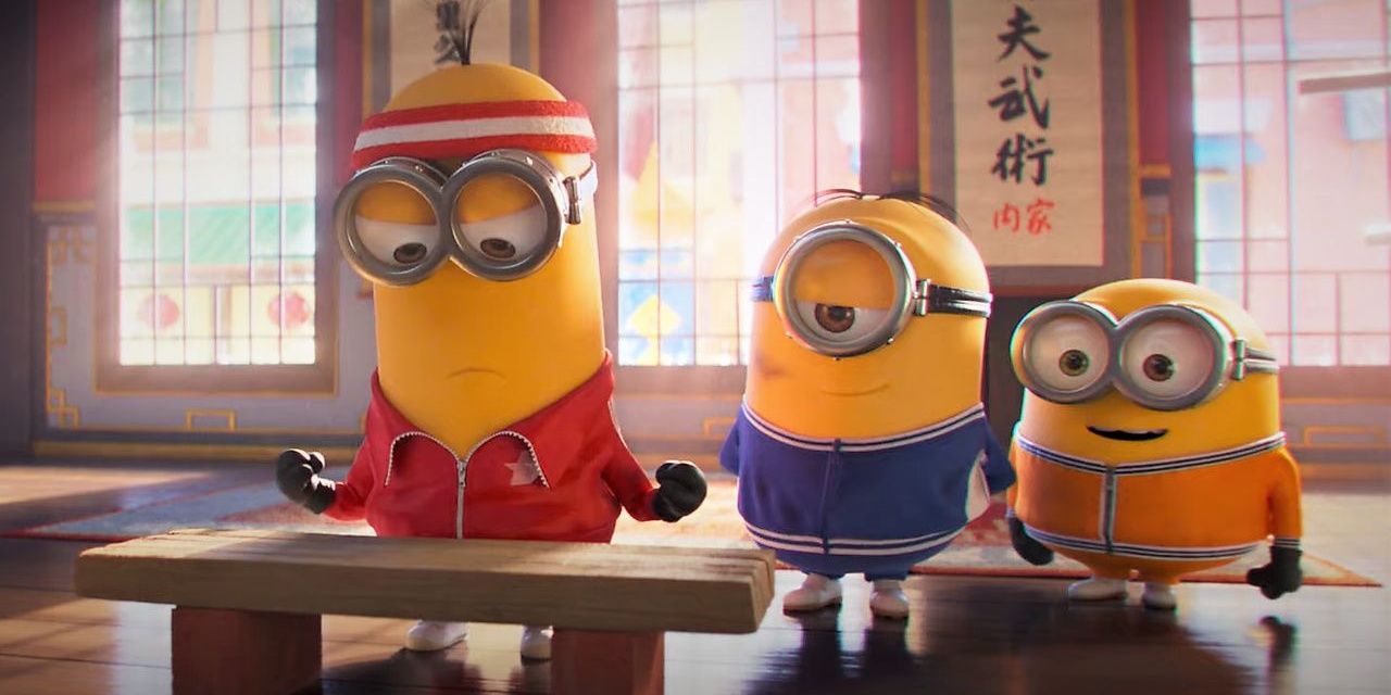 The Minions performing kung-fu in The Rise of Gru